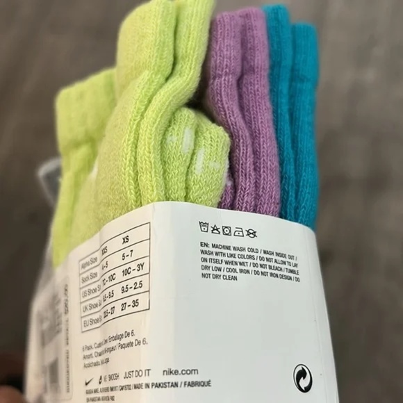 New Nike Dri-FIT 6 Pair Youth Cushioned Socks - Blue and Gray youth 10c-3Y Pack - Picture 10 of 10